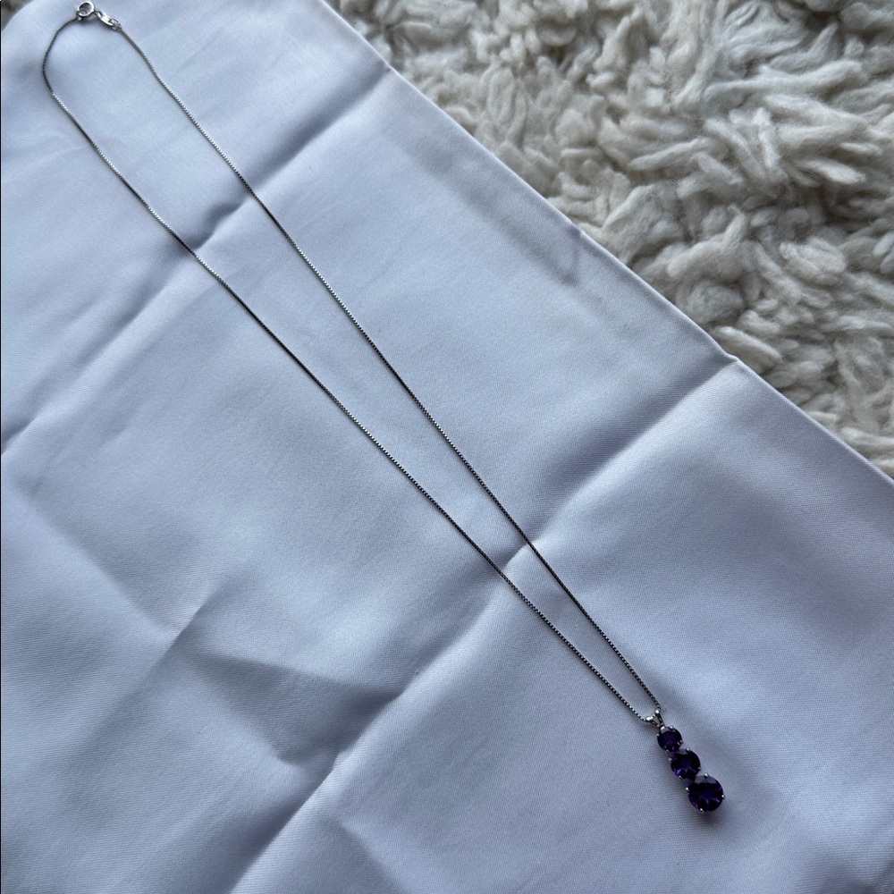 Sterling Silver Amethyst Necklace - Picture 3 of 4
